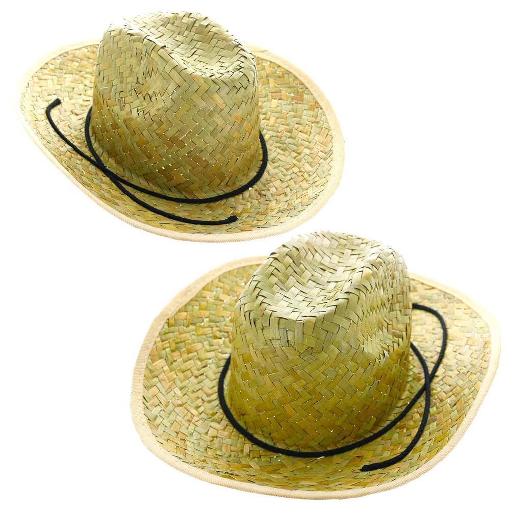 2999 2-pack Cowboy Straw Hats for Barndance Cowboy/Cowgirl Costume Hats